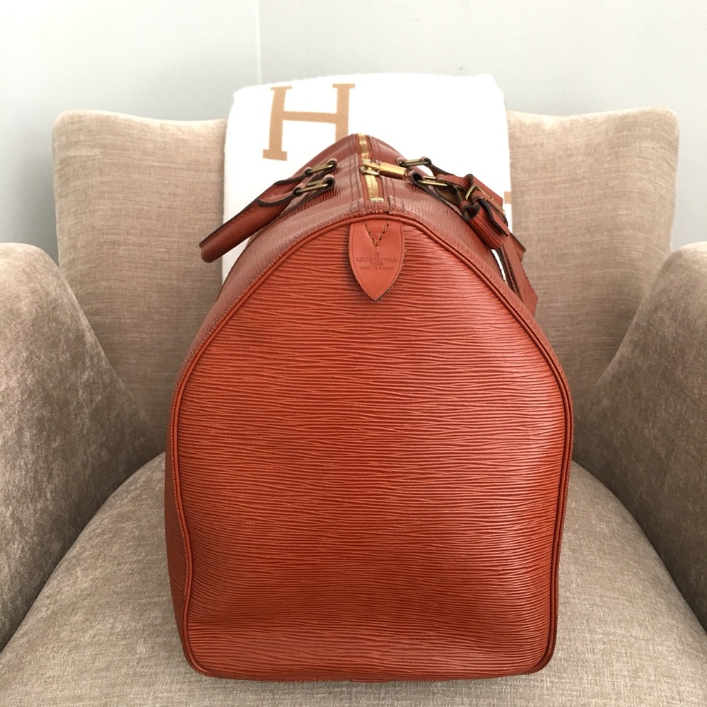 Authentic Louis Vuitton unisex Keepall 50 travel bag brown leather - Picture 5 of 16